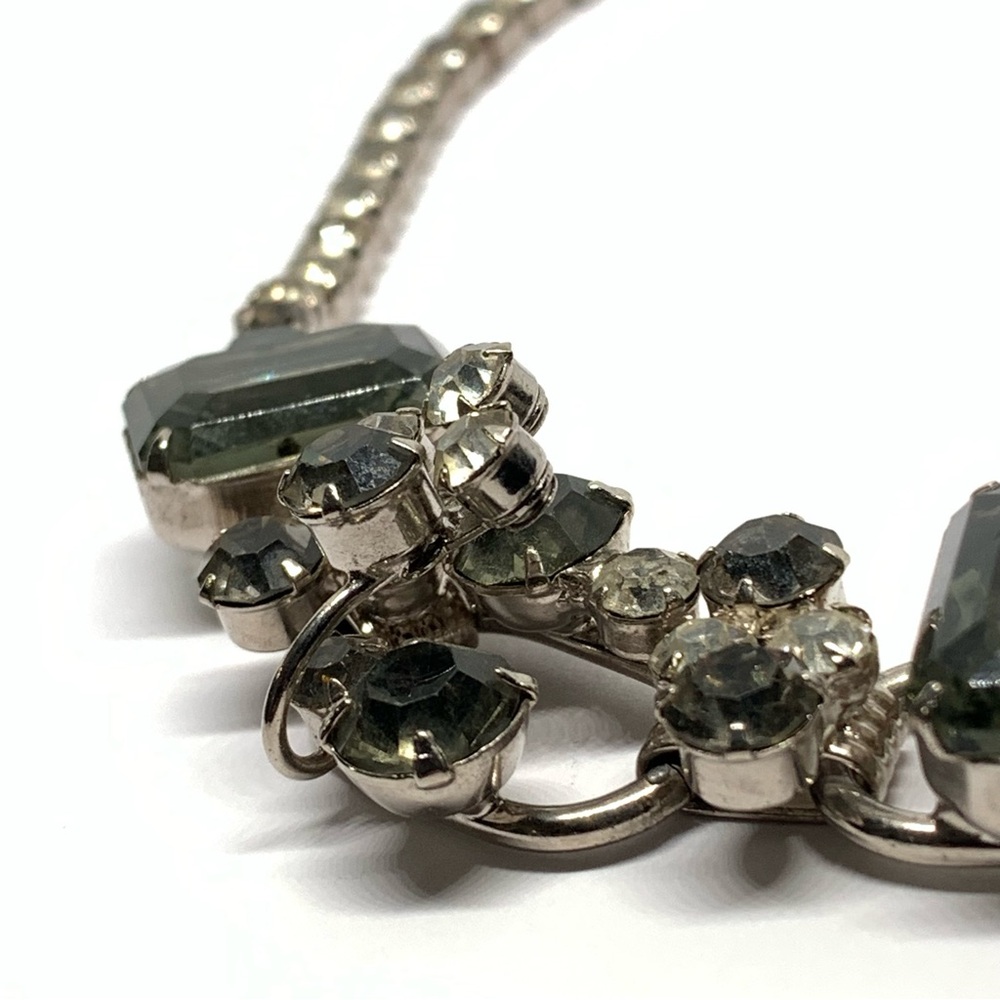 Vintage Verified D&E Juliana Grey(black diamond) Rhinestone 5 Link Necklace - Picture 3 of 7